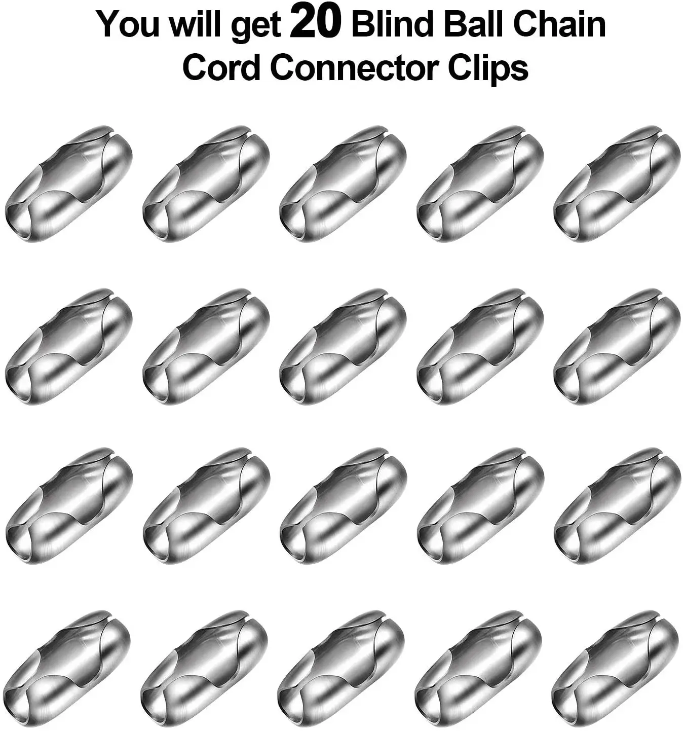 20 Pieces Replacement Vertical Roman Roller Blind Ball Chain Cord Connector Clips(Stainless Steel) 6