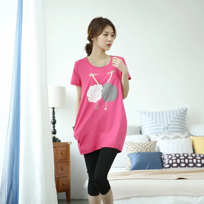 

2015 Summer Maternity Clothes Fashion Korean-style Large Size Printed Short Sleeve Crew Neck Pregnant WOMEN'S T-shirt Tops