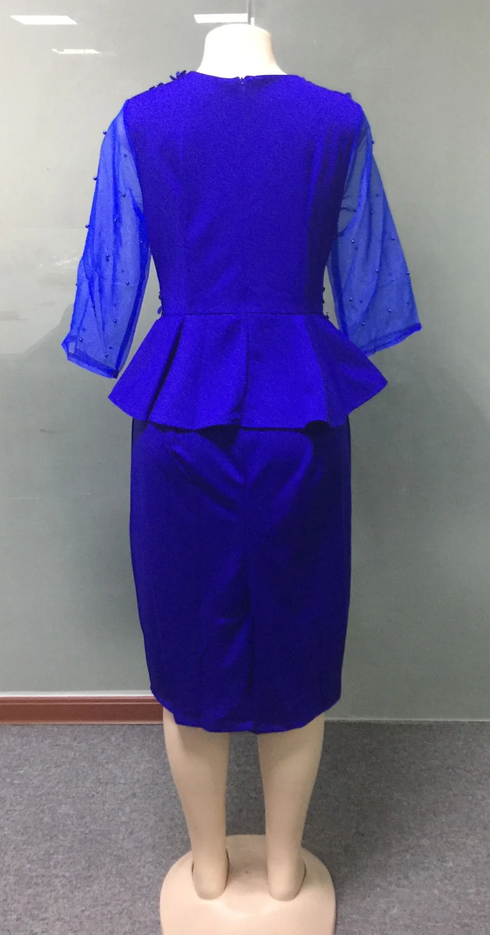 Цветочные аппликации плюс размер платье-карандаш для женщин Твердые оборки элегантные женские платья Осенние Длинные рукава Bodycon платье для офиса средней длины