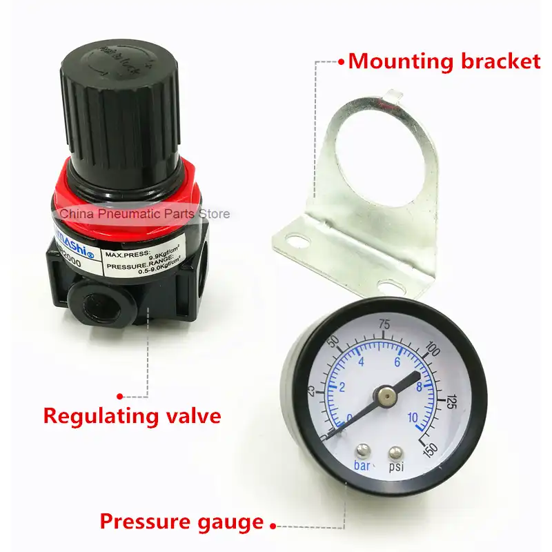 1PCS AR-2000 Air Source Compressor Pneumatic Regulator w Pressure Gauge