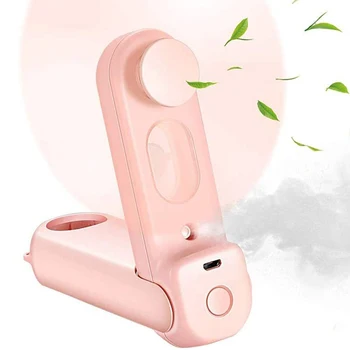 

Portable Handheld Misting Fan Small Personal Desk Fan USB Rechargeable for Home Office Outdoor (Pink)