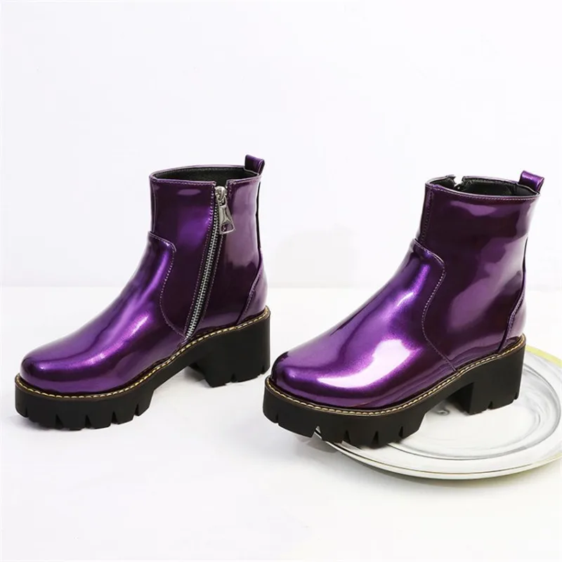 purple biker boots