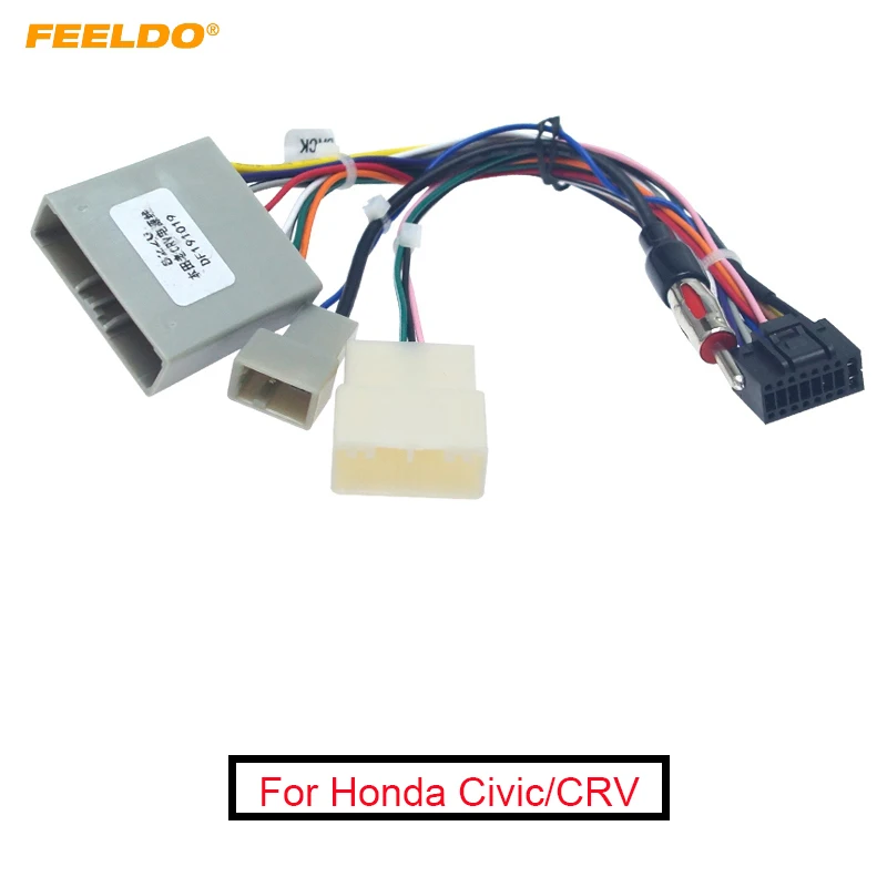FEELDO Автомобильный мультимедийный 16-контактный разъем проводки с радио антенной адаптер для Honda Civic CRV 2006~ 2009 провод питания# MX6227