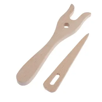 

1 Set Handheld Wooden Knitting Fork Lucet Tools Weaving Braiding Cordmaking