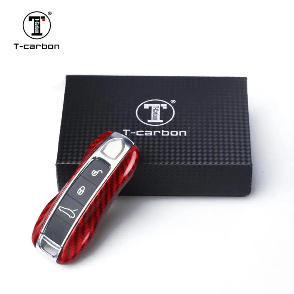 T carbon Car Key Fob Case Cover For New Porsche Cayenne Panamera 2017 2020Key Case for Car