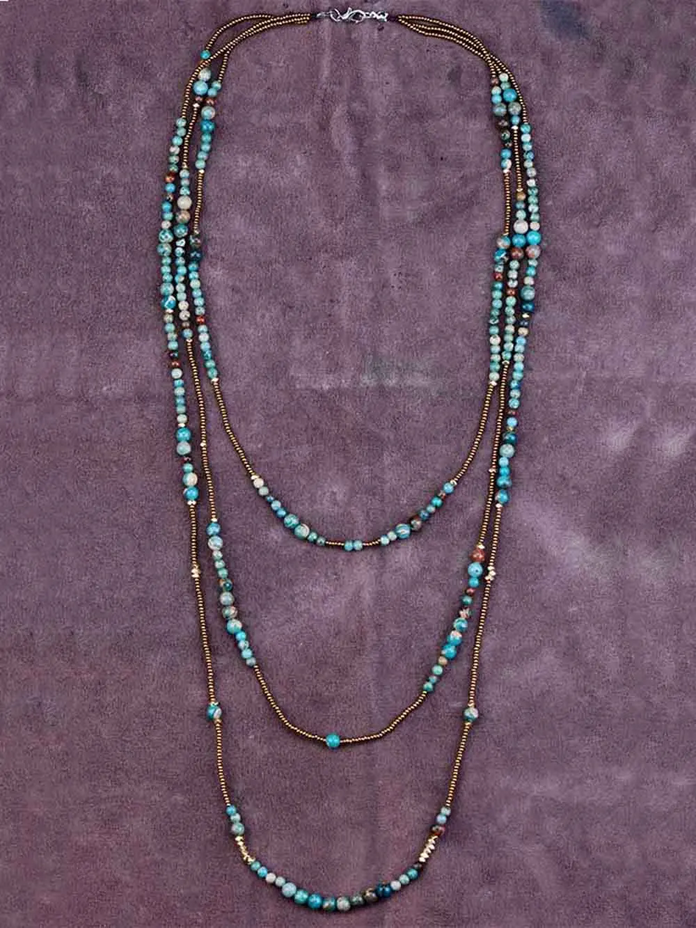 Natural Stones with Seed Beads 3 Layered Beaded Necklace High Fashion Bohemia Women Statmement Necklace Dropshipping