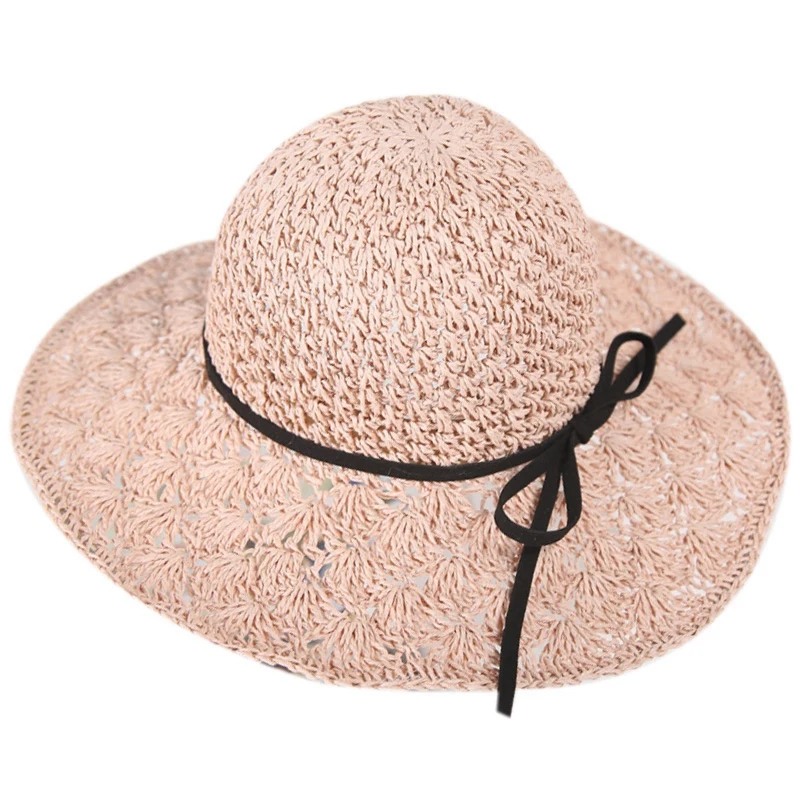 Женская соломенная шляпа от солнца, летние милые соломенные шляпы в стиле ретро, пляжные Панамы для девочек, шляпы от солнца для отдыха