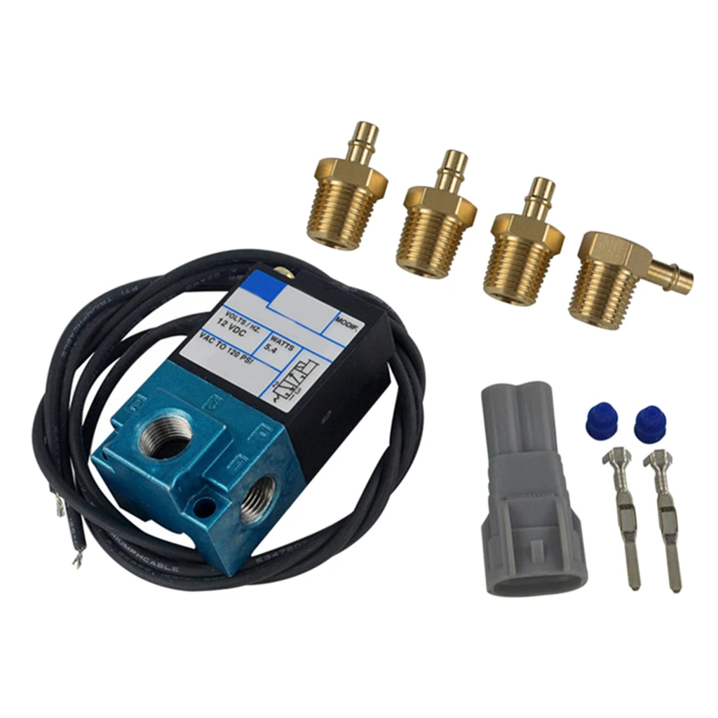 3 Port 5.4W Electronic Boost Control Solenoid Valve + Barbed Brass Fittings