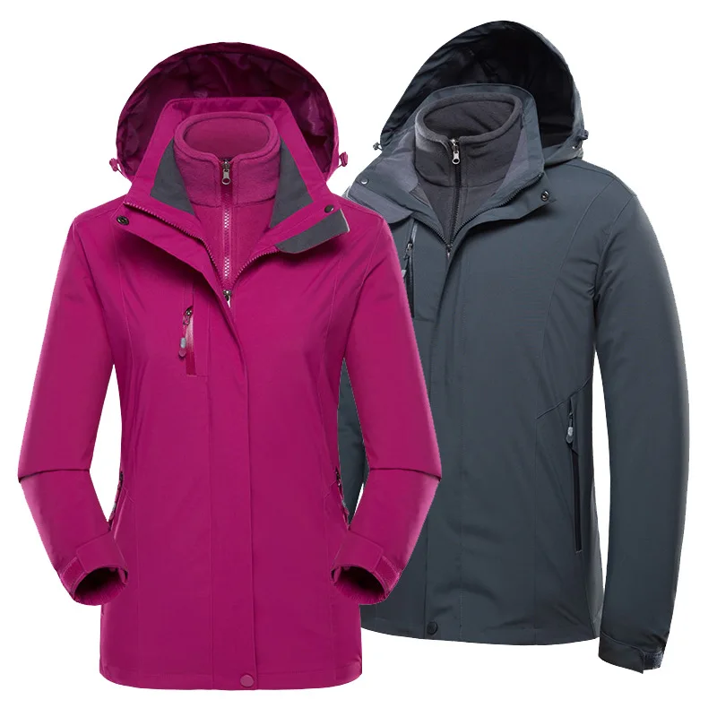 Outdoor Waterproof Jacket Women's Autumn& Winter Large Size Thick Three-in-One-Piece MEN'S Assault Jacket Customizable