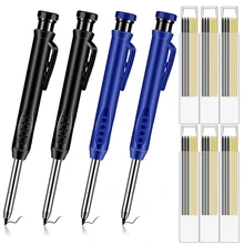 Crayons de Construction pour le travail du bois, avec 36 recharges, crayons de menuisier solides, taille crayon mécanique intégré, 4 pièces