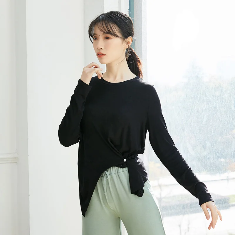 

Adult Long Sleeve Belly Dance Ruched Asymmetric Hem Top T Shirt Costume for Women Dancing Clothes Dancer Wear Clothing