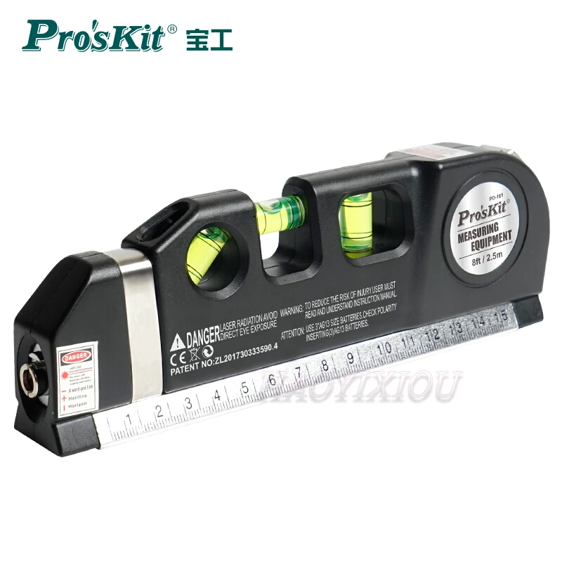 Pro'skit PD-161 4 en 1 Machine de mesure laser polyvalente Outil de niveau  laser multifonction Dispositif de ligne laser Règle Ruban à mesurer