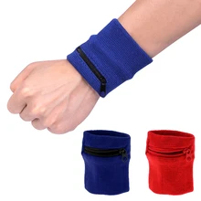 2Pcs / Pack Sports Wristbands With Zipper Wrist Wallet Sweatband Key Coin Money Pocket For Cycling Gym Running Fitness