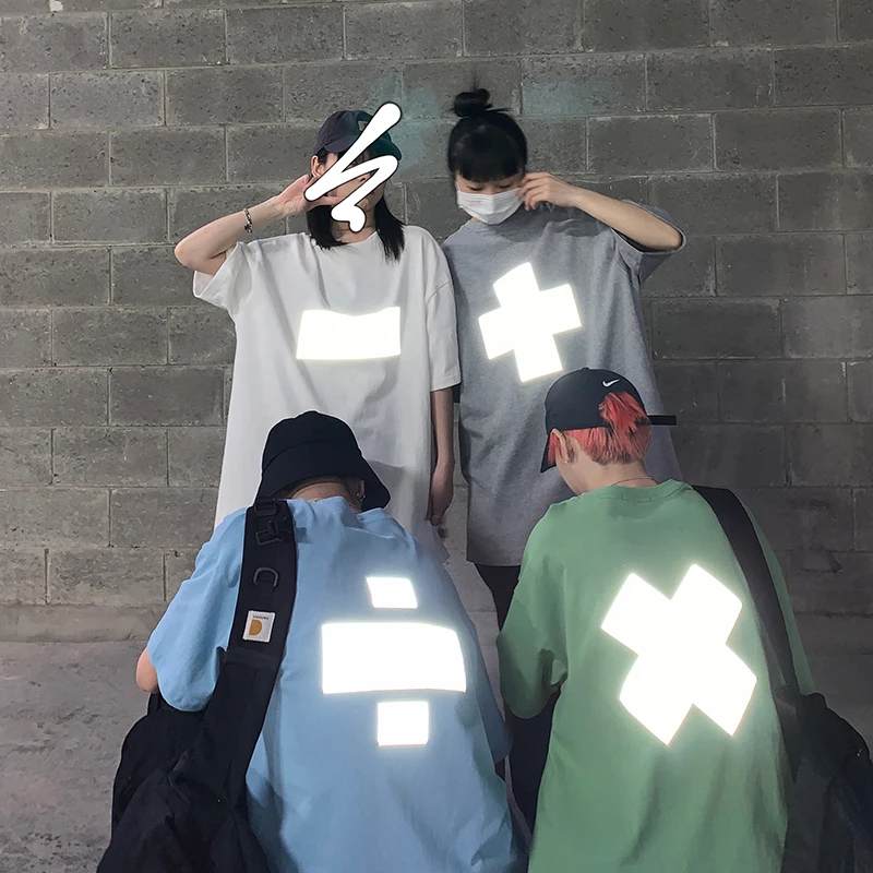 

Mathematics Symbol Reflective Printed T Shirts for Mens Summer Clothes Oversized Couple Tops Streetwear Graphic Tee Shirts Homme