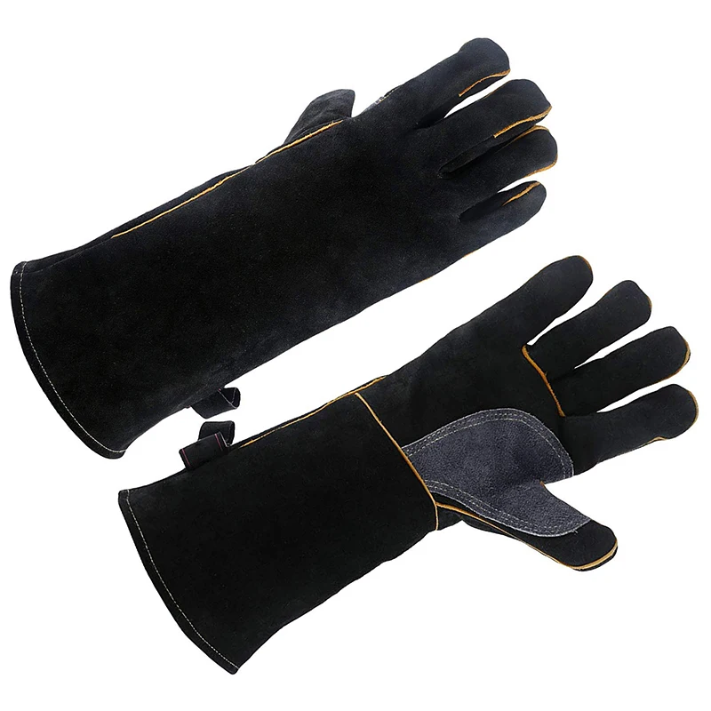 Welding Gloves Leather Heat Resistant Cowhide Leather Gloves Fire Gloves Resistant Safety