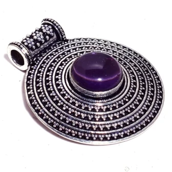 

Genuine Amethyst Pendant Silver Overlay over Copper , Hand made Women Jewelry Gift