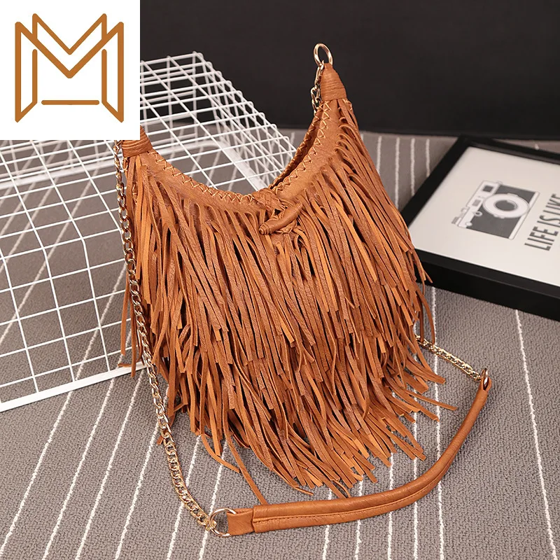 

Season Manual Weave Tassels Package Personality Single Shoulder Messenger Bag
