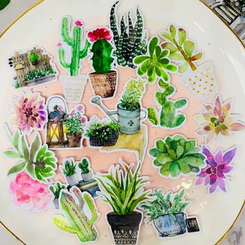 

New 24Pcs/Set Vintage Leaves Cactus Sticker DIY Craft Scrapbooking Album Junk Journal Planner Decorative Stickers