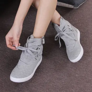 

Canvas shoes girls Korean version Cross tie women casual sneakers high top sneakers for student school shoes