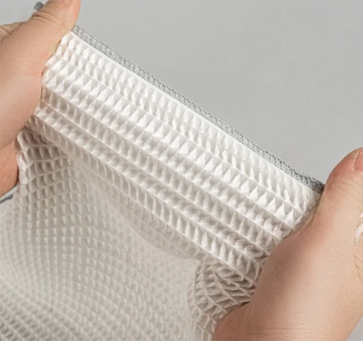 3PCS Bambus Faser Geschirr Handtuch Nicht-stick Öl Waffel Weiche Küche Reinigung Tuch Starke Absorbieren Scheuer Pad Waben wischt Lappen – Detail 11