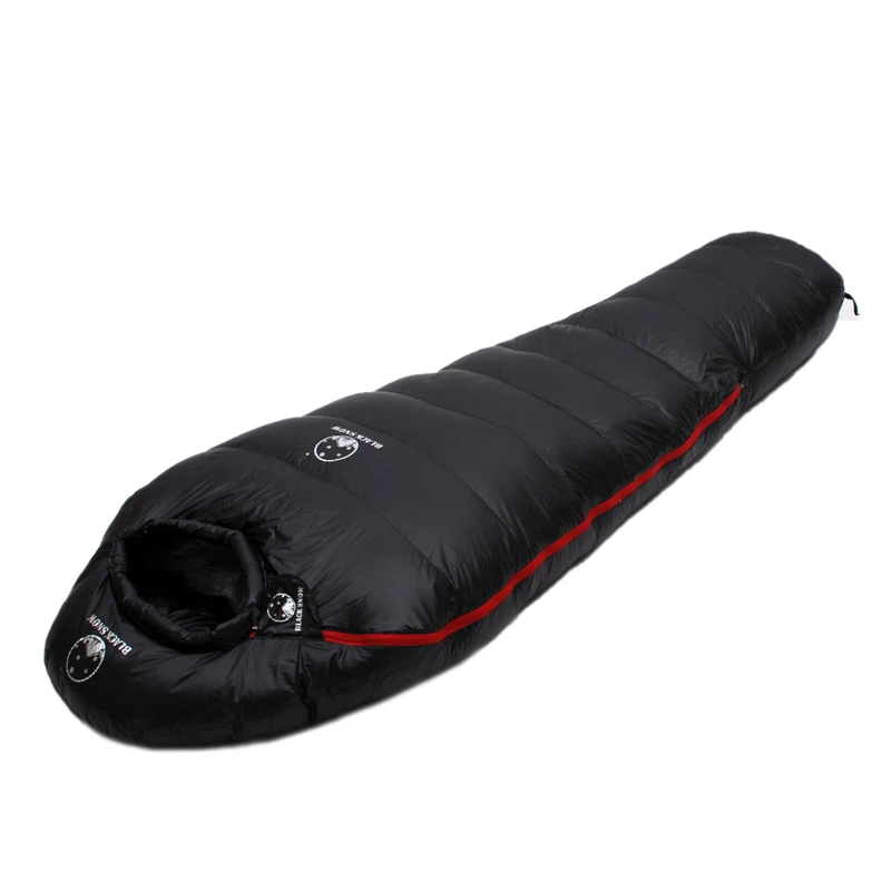 Black Snow Outdoor Camping Sleeping Bag Very Warm Down Filled Adult Mummy Style Sleep Bag 4 Seasons Camping Travel Sleeping Bag 3
