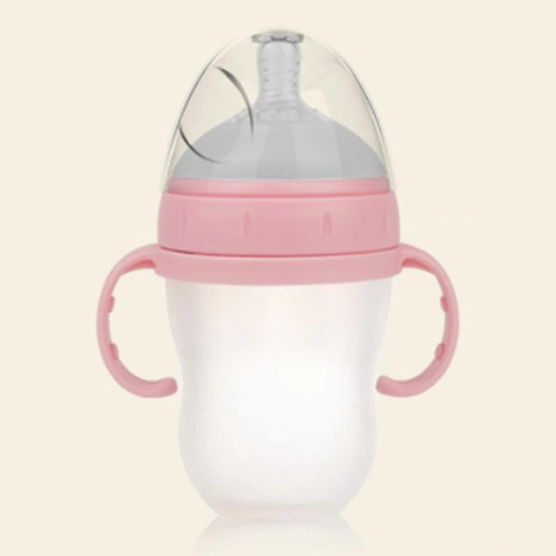 PK2 240ml 150 мл и 240 мл BPA бесплатно детская бутылочка для кормления безопасная Пищевая силиконовая детская бутылочка для кормления соком, молоком и водой - Цвет: PK2 240ml