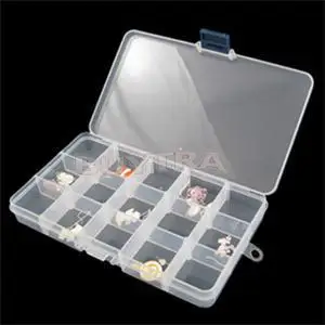 

New Plastic 15 Slots Adjustable Jewelry Box Organizer Clear Beads Jewelry Storage Boxes High Quality 17.5x10x2cm