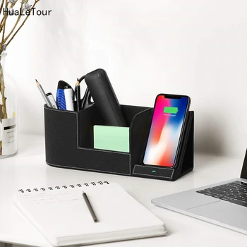 

Wireless Charger Desk Organizer Fast Charging Station for IPhone XS Max XR X 8 Plus Samsung S10 S9 S8 Pencil Pen Pad Holder