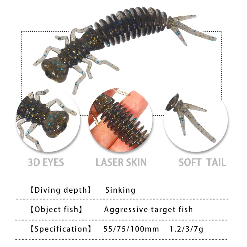 Fischköder 5er Set - Weiche Silikon Köder 55-100 Mm