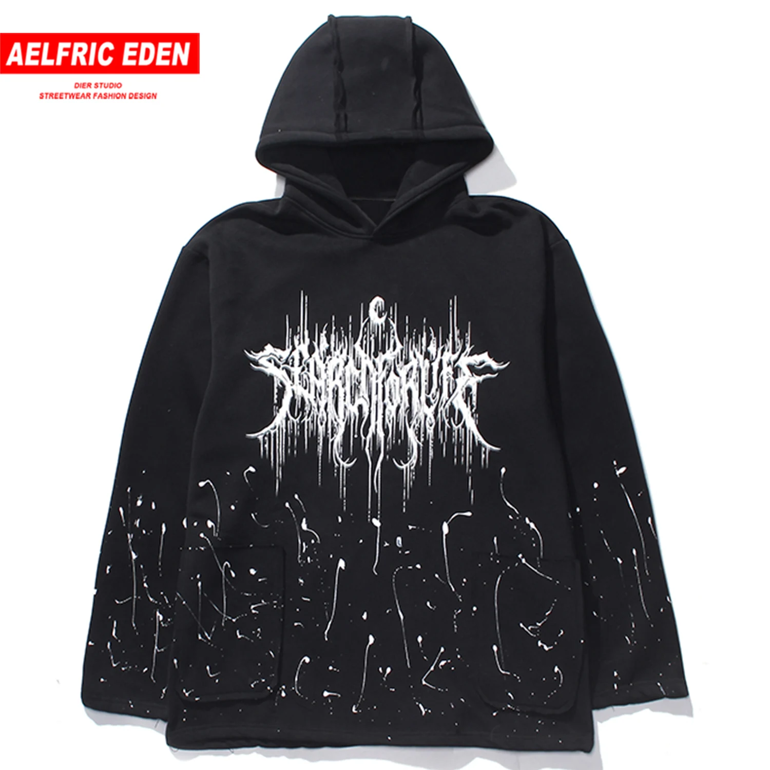 Aelfric Eden, хип-хоп принт, мужские толстовки с капюшоном, осень, Harajuku, Повседневный хлопковый пуловер, модная уличная одежда, мужские толстовки