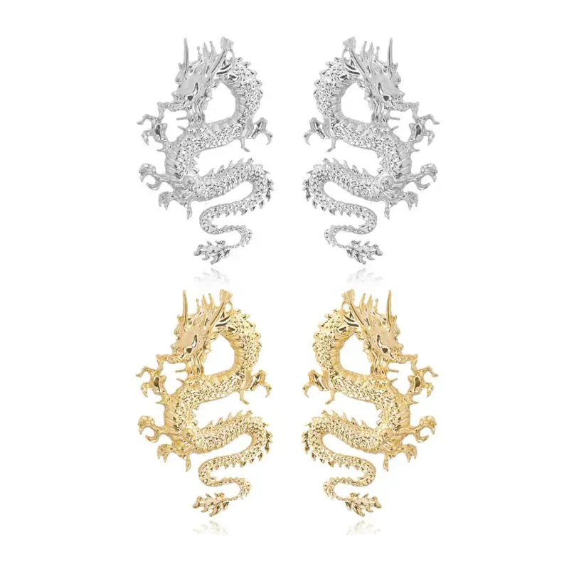 Серьги-гвоздики в виде дракона стиле панк-рок | Украшения и аксессуары