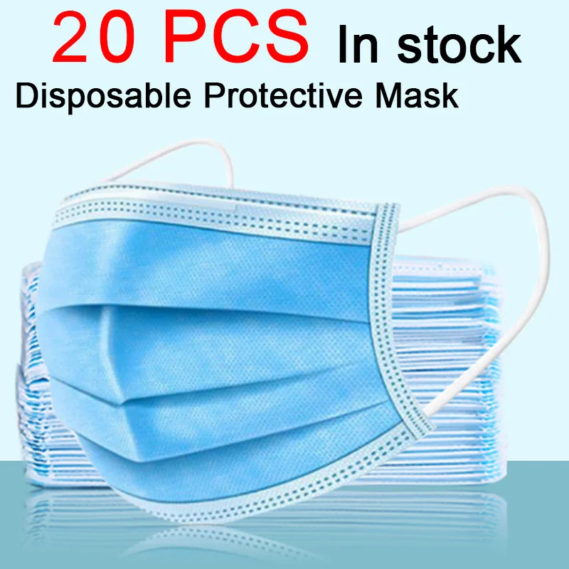 

20pcs Disposable protective mask Three layers of protection Dust-permeable mask Spray Protective mouth and nose mask MK09