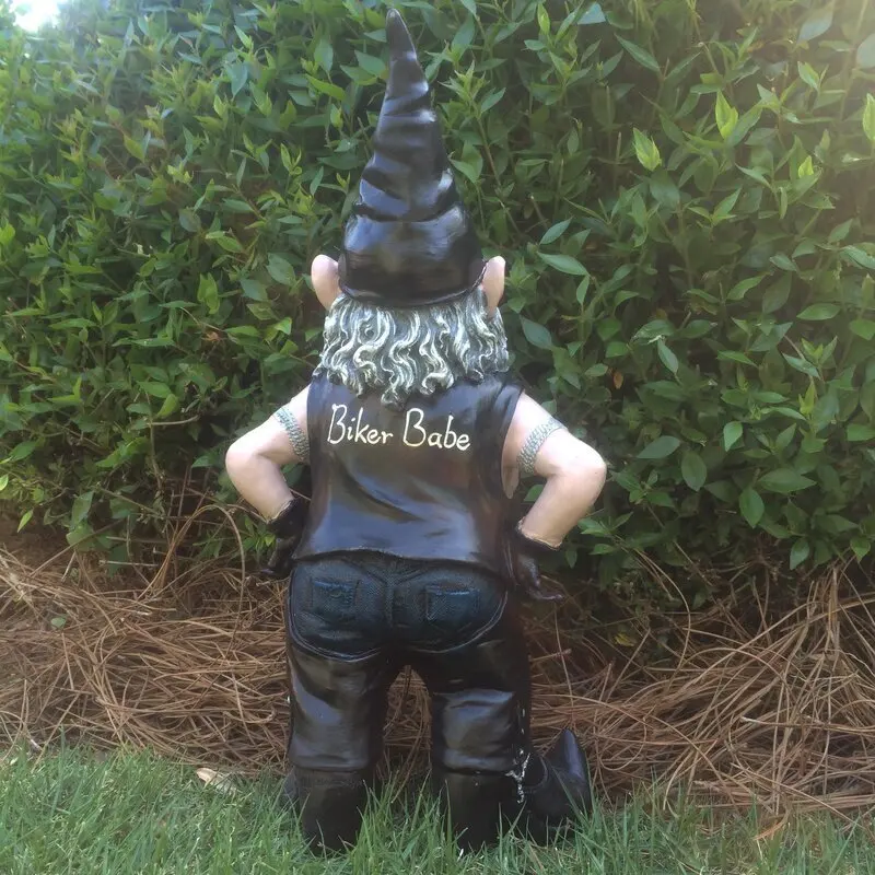 Gnomes Biker Dude & Babe Motorcycle Gnome Garden Biker Gnome Couple Statues Resin 16cm Figurines miniature figurines resin ornaments resin crafts