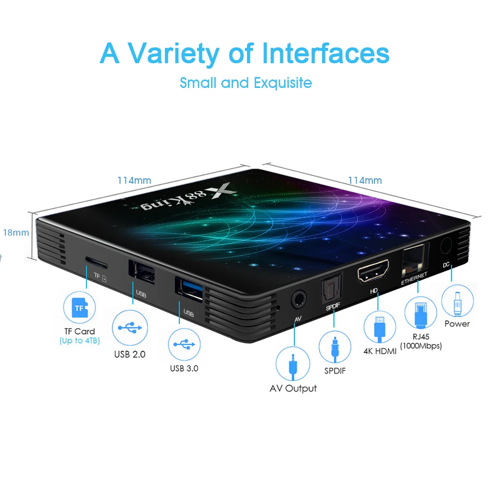 X88 King Android 9.0 Tv Box Amlogic S922X DDR4 4GB 128GB Set Top Box 2.4G 5G Dual Wifi Bluetooth5.0