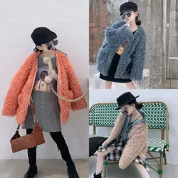 Плотное пальто для девочек; Осень-зима 2019 г.; новое иностранное Детское пальто; Повседневная рубашка из овечьей шерсти и кашемира;