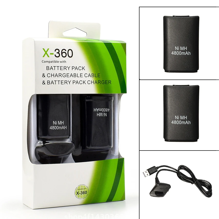 2Pcs 4800mAh Replacement Battery With Charger Cable For Xbox 360 Wireless Controller Gmaepad Joystick Batteria | Электроника