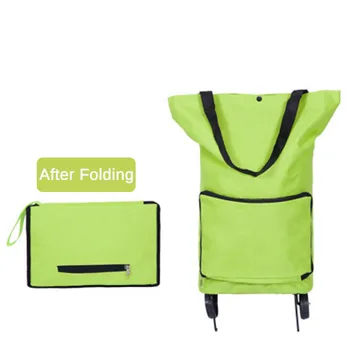 

Portable Folding Shopping Cart with Wheels Oxford Cloth Dual-use Tugboat Package Large Handle Bags Tug Trolley Case Package
