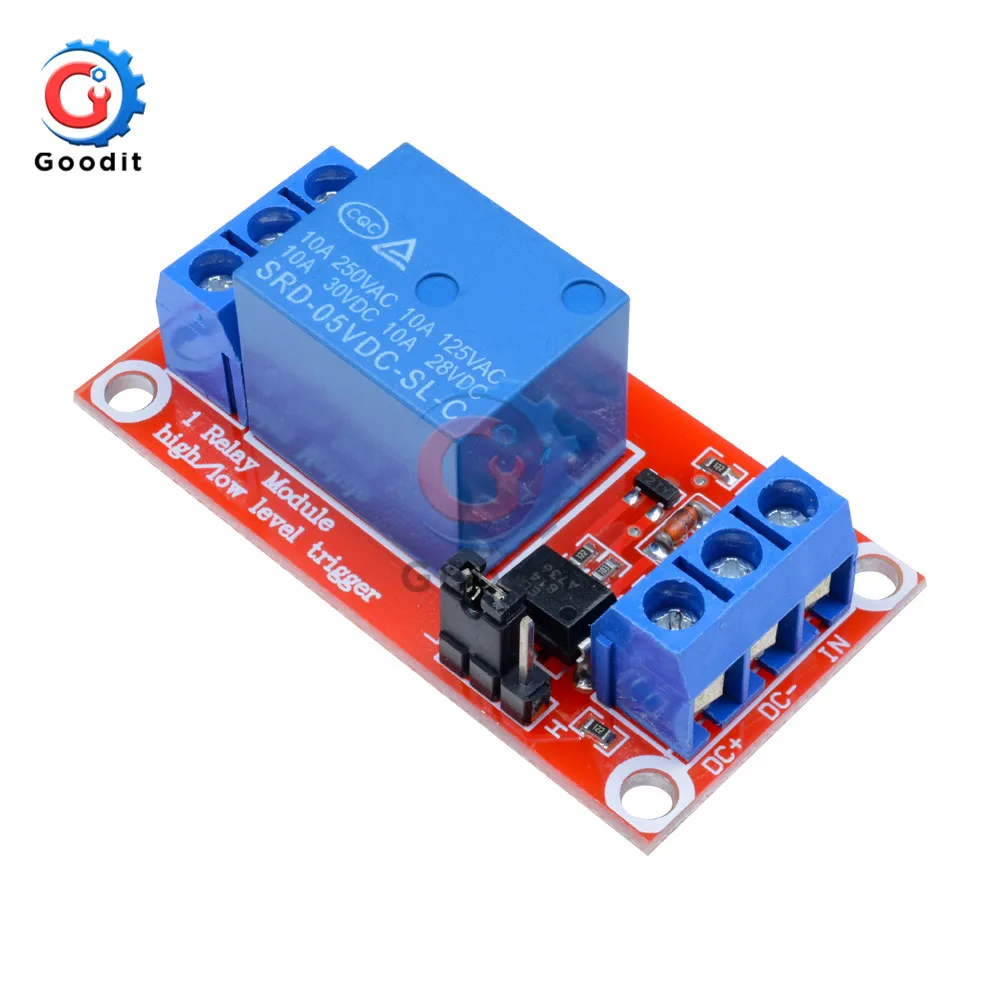 5PCS/Lot DC 5V 1 Channel Relay Shield with Optocoupler High/Low Level