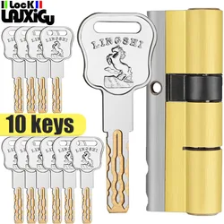 European American standard anti-theft door lock core Gate lock living room door lock cylinder stainless steel brass lock 10 keys