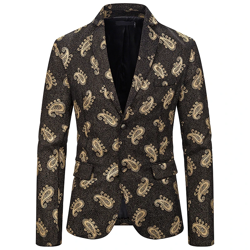 Style-3 Gold Terno Masculino мужские костюмы Цветочные Вечерние Свадебный костюм жениха Топ костюм Homme с принтом розы мужской однобортный костюм для мужчин - Цвет: Style-3 Gold
