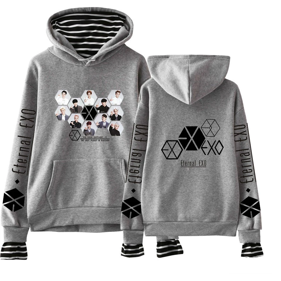 EXO Ablum/Новое поступление, женские худи с надписью, Толстовка Harajuku, толстовки с круглым вырезом, цветные топы