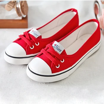 

2020 Women Flats Vulcanized Loafers Female Canvas Sneakers Slip On Shallow Ladies Round Toe Woman Women's Footwear Spring