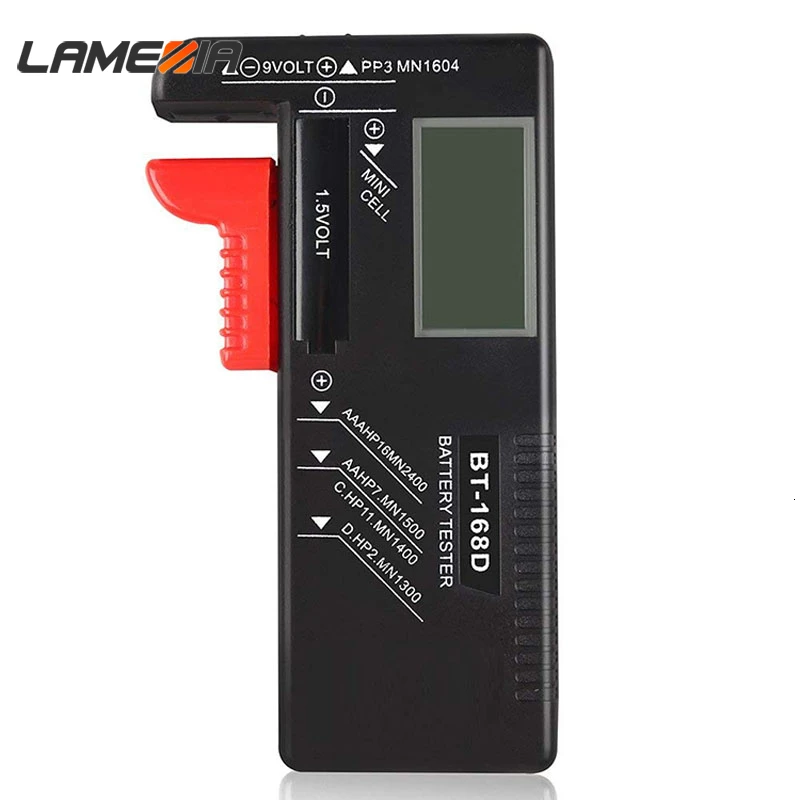 

LAMEZIA Digital Household Battery Tester LCD Capacity Checker For 9V 1.5.V AA AAA Cell C D Batteries Diagnostic Tool