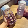 Bouteille d'eau givrée créative libre de BPA de bouteilles d'eau en plastique transparentes de petite marguerite de 500ml avec la tasse portative de thé de voyage de corde ► Photo 2/6