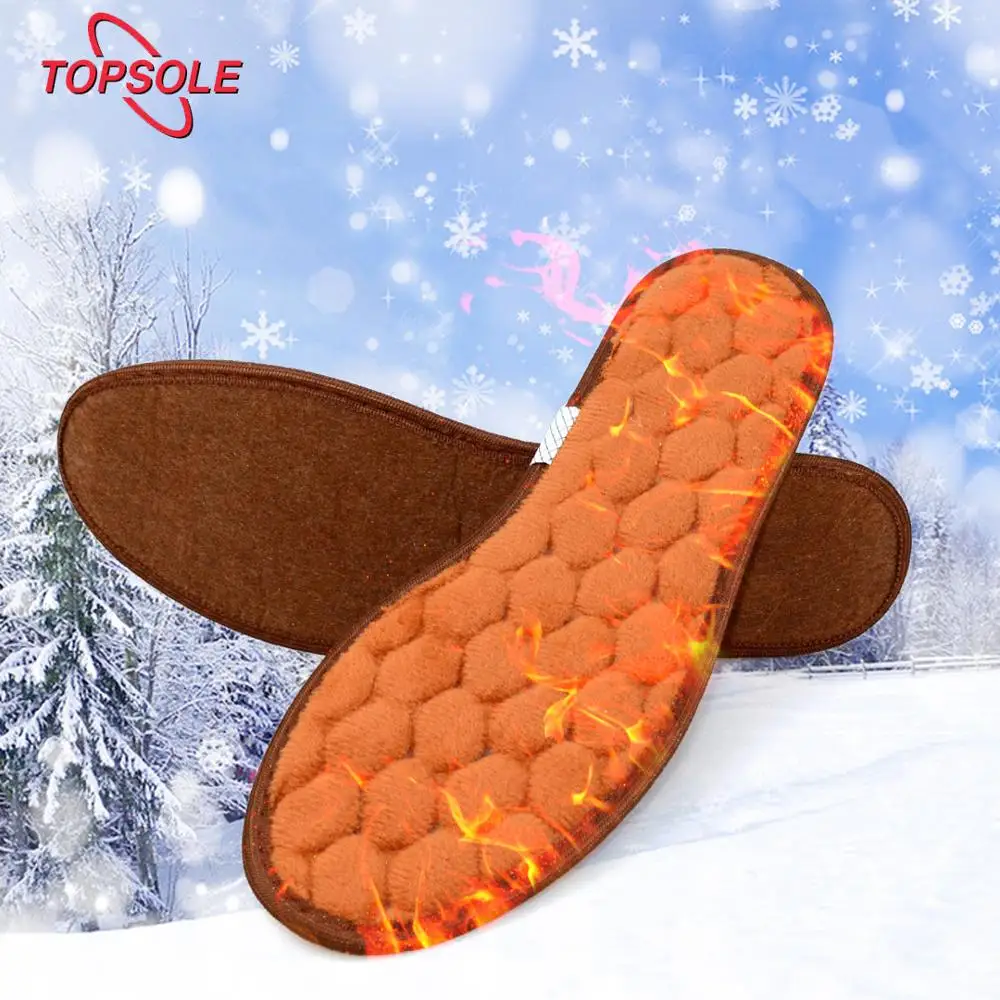 TOPSOLE теплые стельки из натуральной шерсти уплотняющие Стельки зимние холодные мужские и женские стельки вставленные зимние сапоги стельки