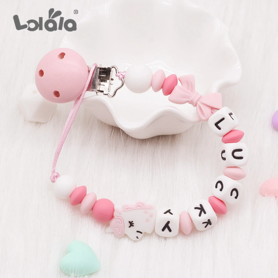 teething dummy clips personalised