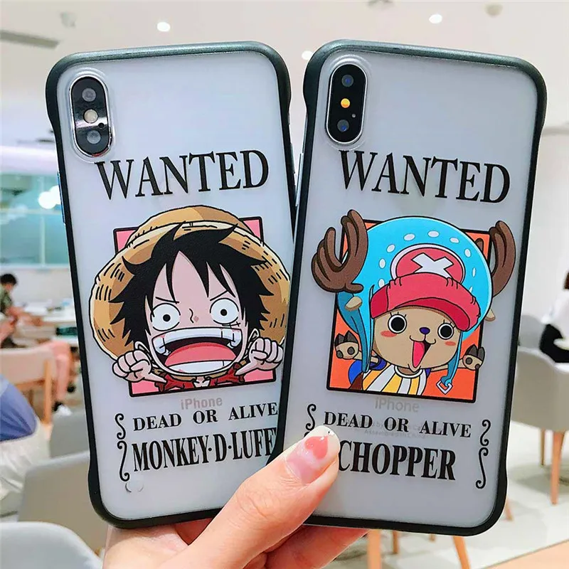 One Piece Monkey D Luffy Frameless Case for iPhone X Transparent Coque 7 8 plus XR Xs MAX pc+tpu case |