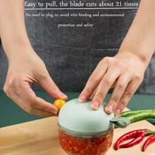 Multi-function Vegetable Cutter Manual Meat Grinder Household Chopper Machine Mincer Blades Switch with Drain Basket penghui multi function household manual food processor meat grinder white orange