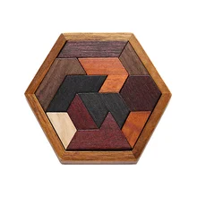 

Hexagonal Wooden Puzzles IQ Game Wooden Tangram Jigsaw Tetris Toy Preschool Children Play Training Educational Toys Gift