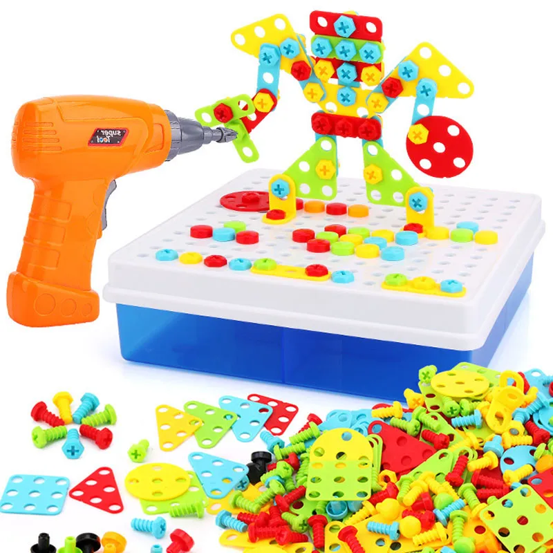Детский пластиковый инструмент для моделирования обслуживания, электрическая игрушка, дрель, обучающая игрушка для мальчика, разобранный автомобиль, сборный блок, набор инструментов